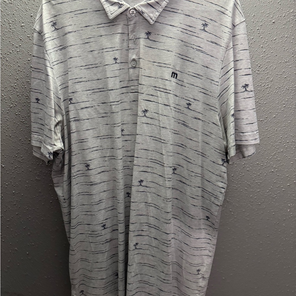 Travis Mathew Light Gray Polo with Navy Accents